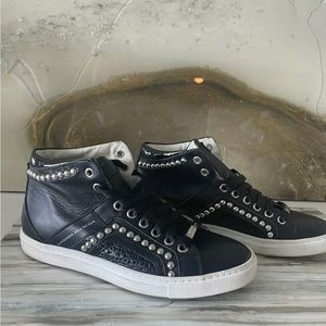 Alessandro Dell'Acqua Studded High-Top Leather Sneakers Size 36